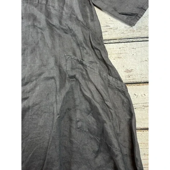 Blue Fish Gray 100% Linen Tunic/Dress Plus Size "1" 14 16 Lagenlook - Picture 4 of 7